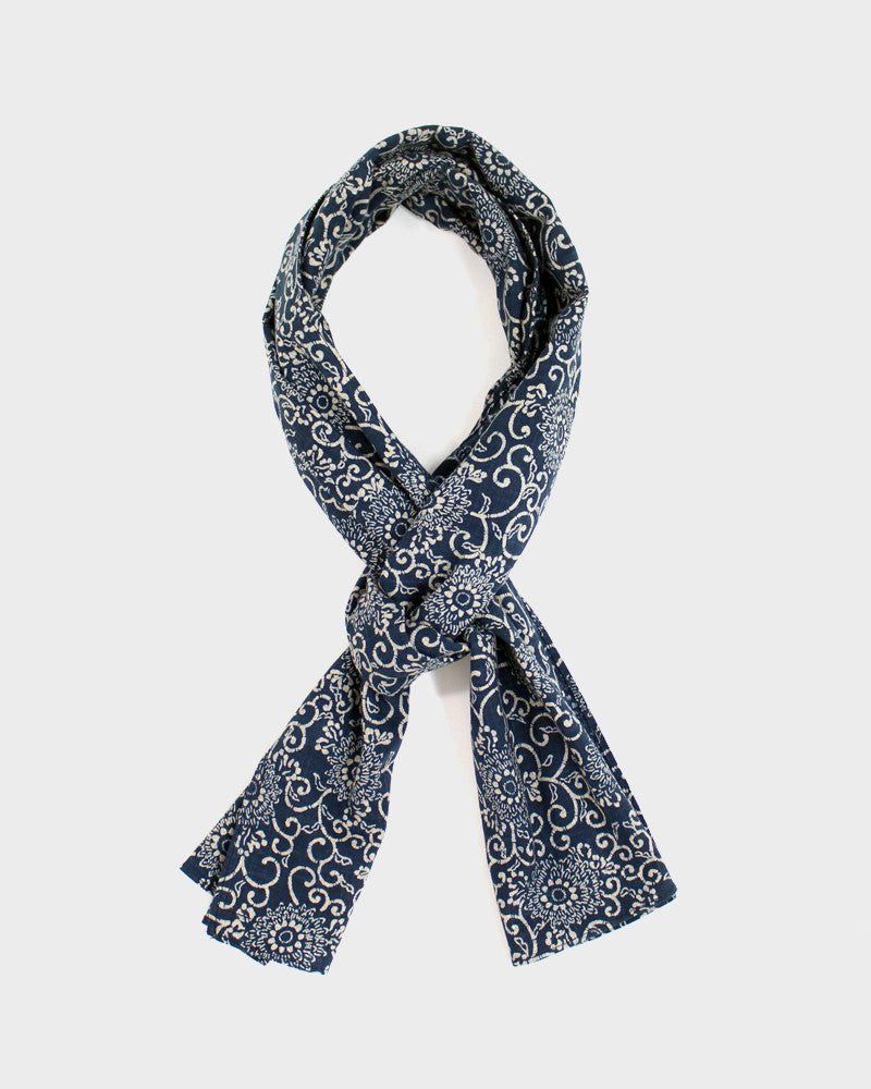 Kiriko Original Scarf, Classic Indigo, Small Kiku Pattern