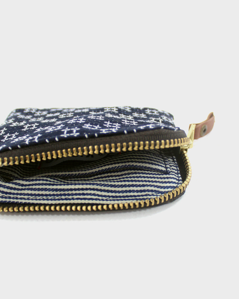 Kiriko Original Zipper Wallet, Indigo Sashiko