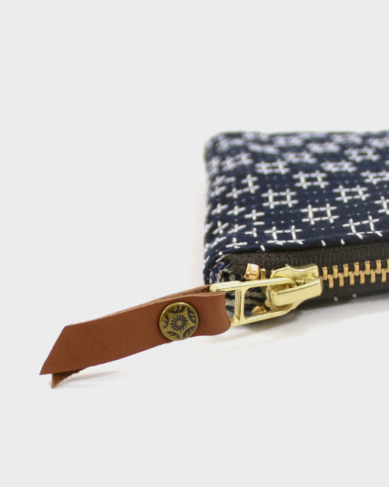 Kiriko Original Zipper Wallet, Indigo Sashiko