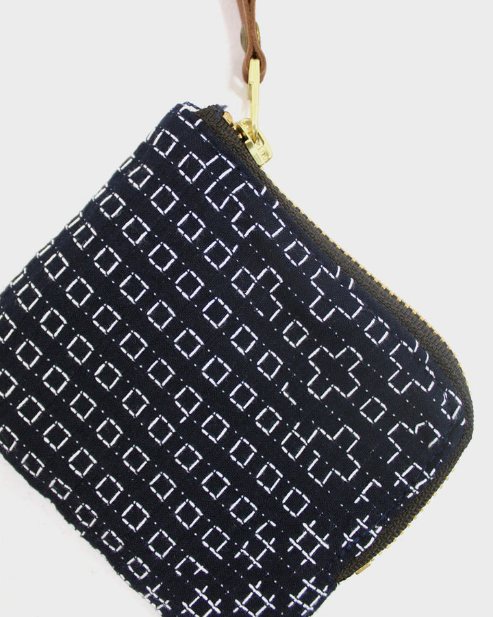 Kiriko Original Zipper Wallet, Indigo Sashiko