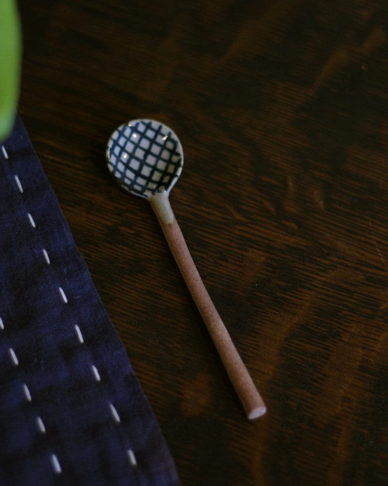 Hand-Painted Spoon, Ichiyama, Tsuchimono, Crosshatch