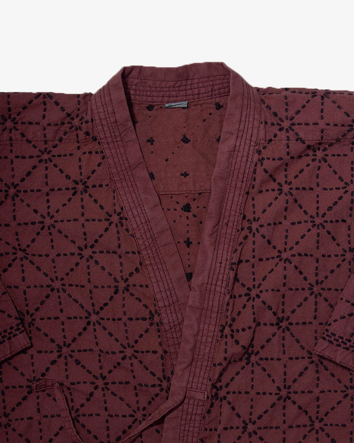 Kiriko Custom Dyed Modern Musashi Zashi Dougi Jacket, Azuki-Iro