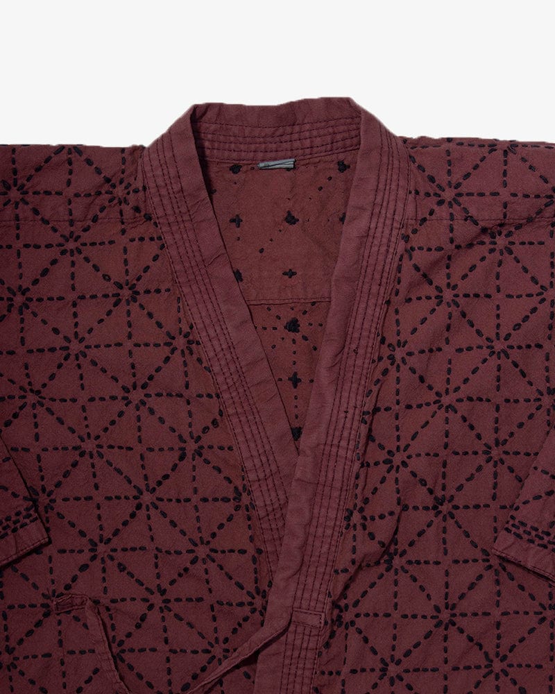 Kiriko Custom Dyed Modern Musashi Zashi Dougi Jacket, Azuki-Iro