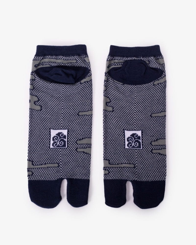 Wa-Modern, Tabi Socks, Ankle, Kakure Kanoko Mesh, Indigo and Grey (M/L)