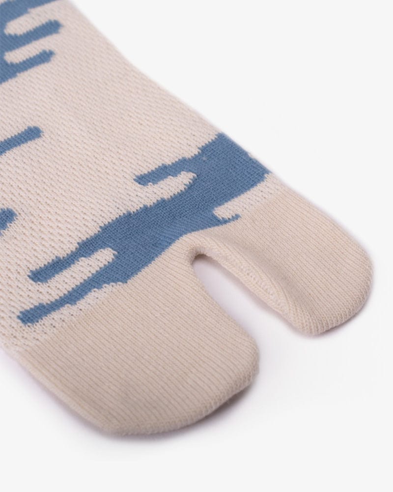 Wa-Modern, Tabi Socks, Ankle, Kakure Kanoko Mesh, White and Blue (M/L)