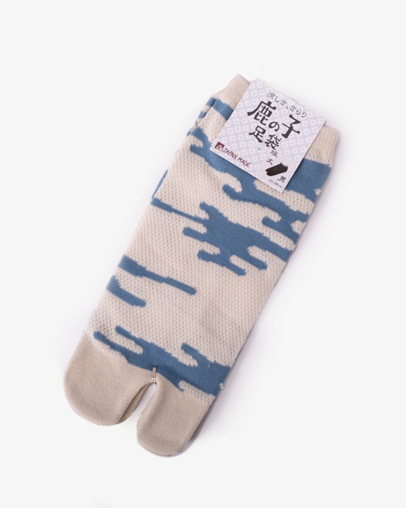 Wa-Modern, Tabi Socks, Ankle, Kakure Kanoko Mesh, White and Blue (M/L)