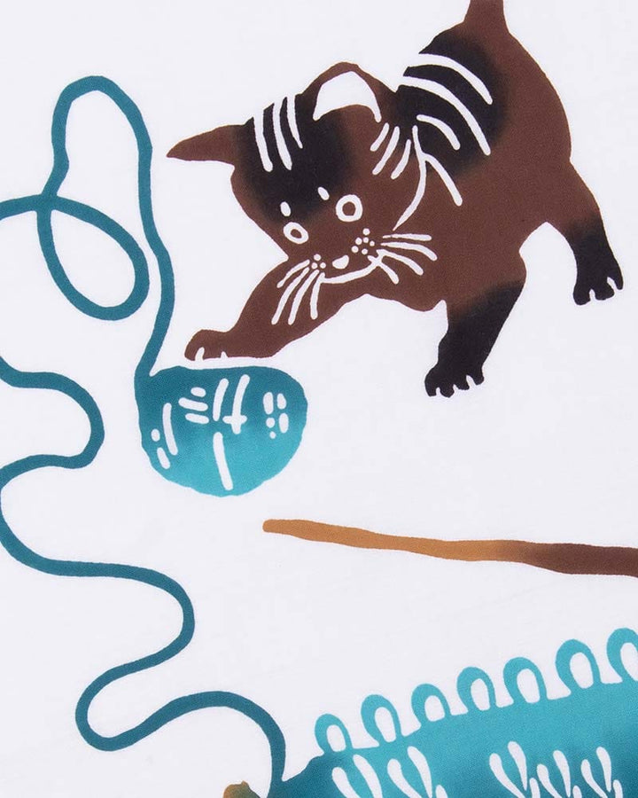 Tenugui, Chusen-Zome, Neko with Yarn