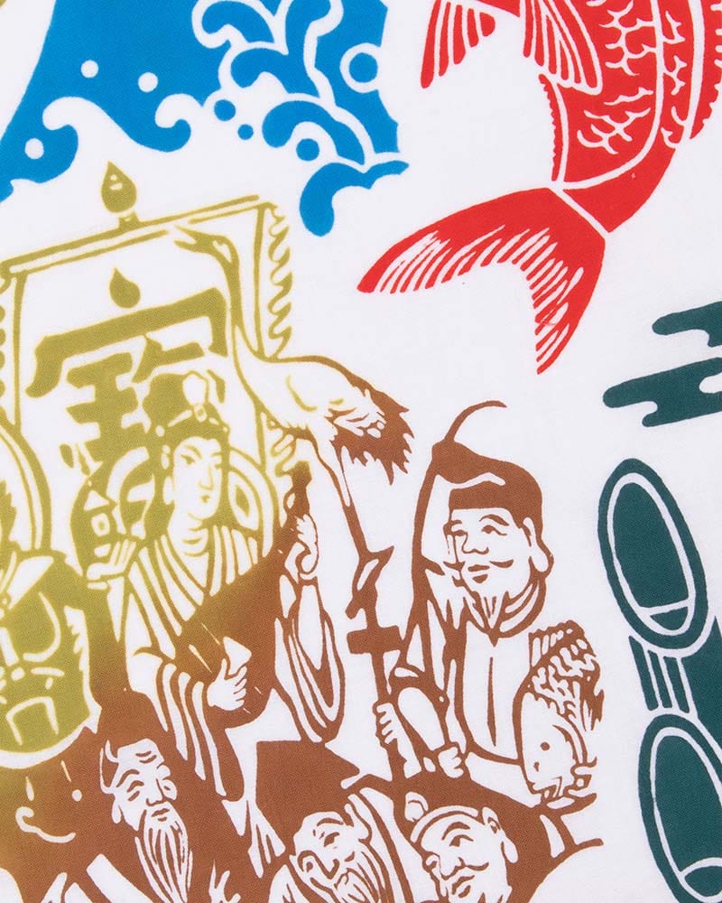 Tenugui, Chusen-Zome, Medetai Shogatsu with the Seven Lucky Gods