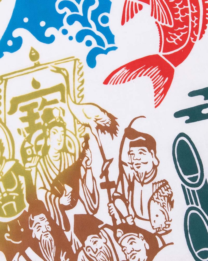 Tenugui, Chusen-Zome, Medetai Shogatsu with the Seven Lucky Gods