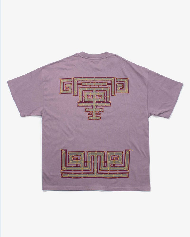 Kiriko Original Ainu Tee, Lavender with Eggplant, Grey, and Gold