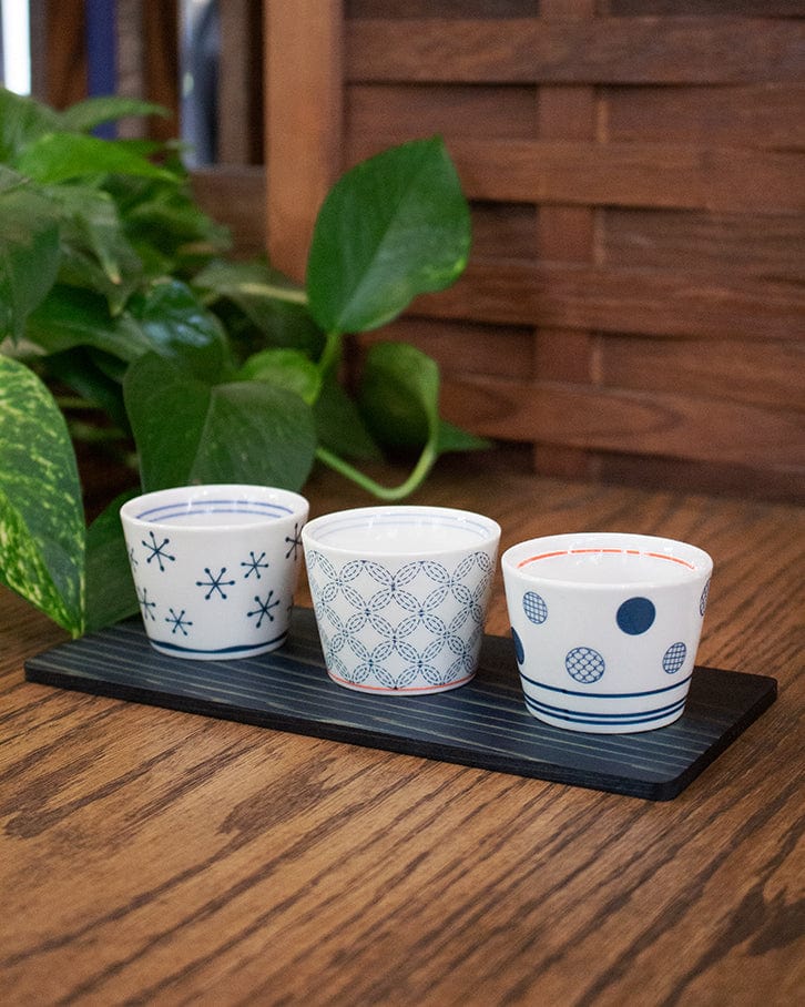 Aola, Round Ceramic Indigo-Dyed Sugi Plate Set