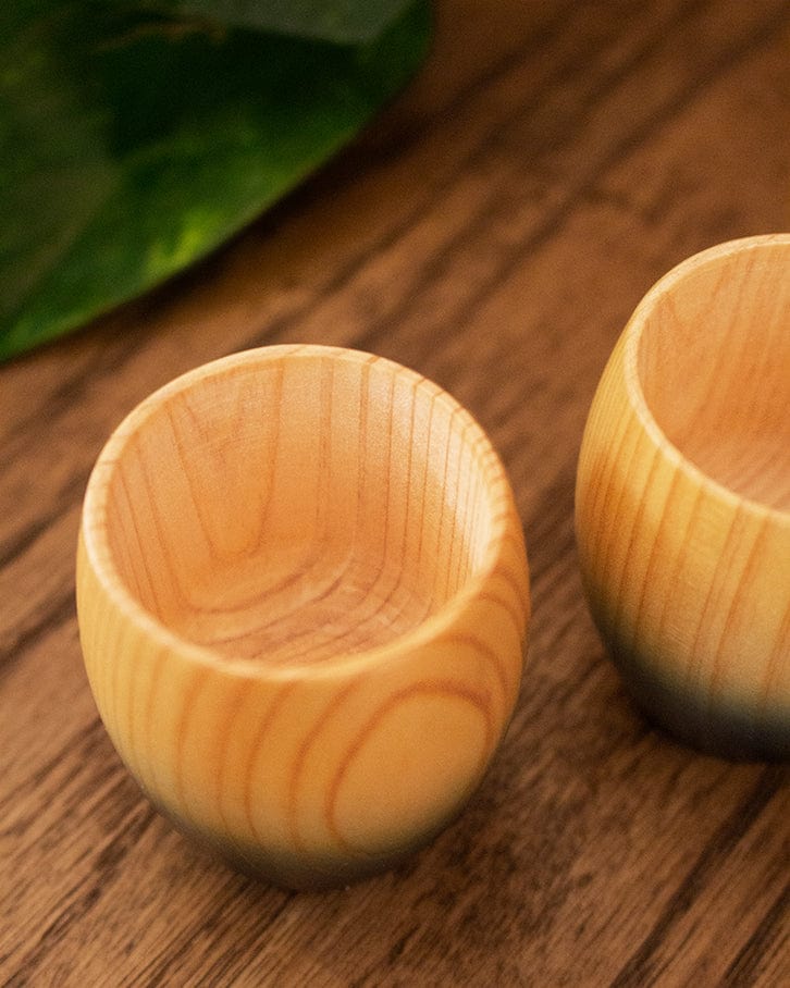 Aola, Indigo Hinoki Small Sake Cups Kiriko Made