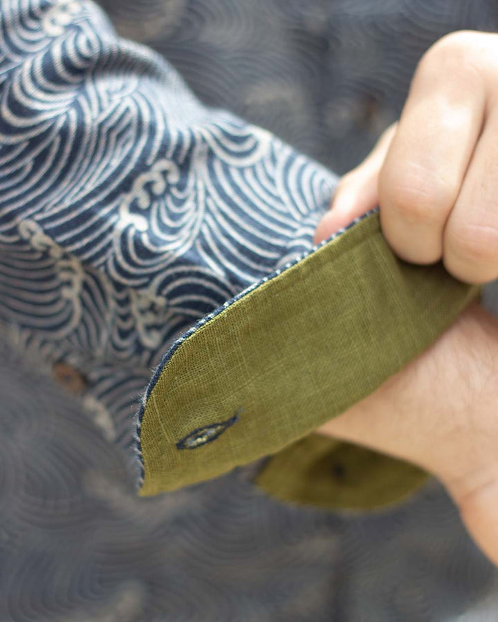 Kiriko Original Button-Up Shirt, Long Sleeve, Indigo Nami