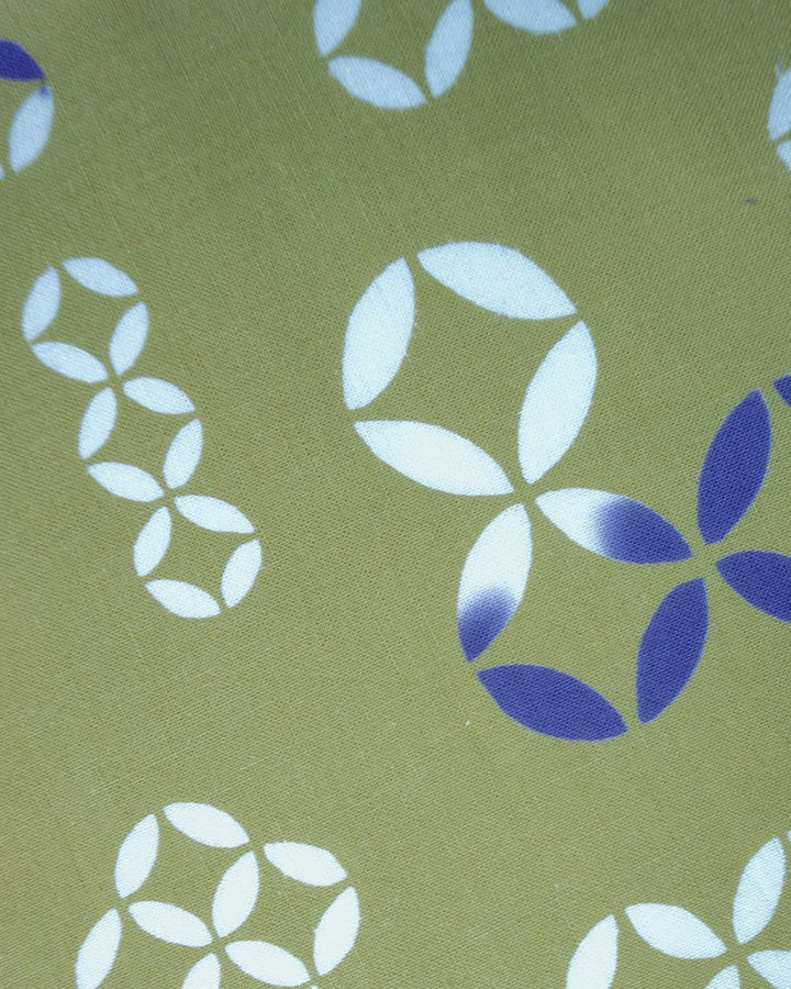 Tenugui, Chusen-Zome, Kissho, Yellow with White &amp; Purple Shippou (Seven Treasures)