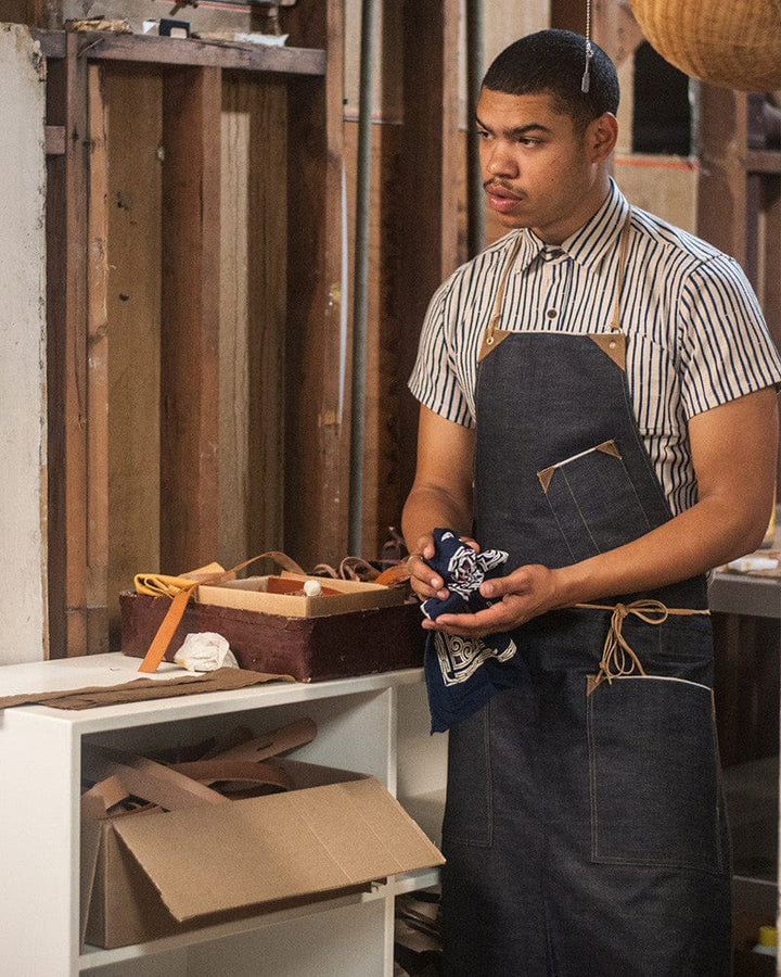 Kokoro Original Work Apron, Full, Japanese Selvedge Denim, Indigo