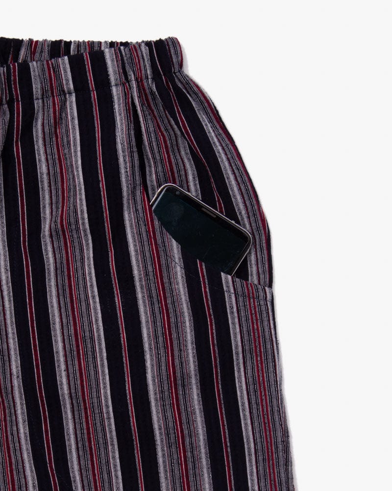 ToK Pants, Chijimi Indigo with Red and White Shima