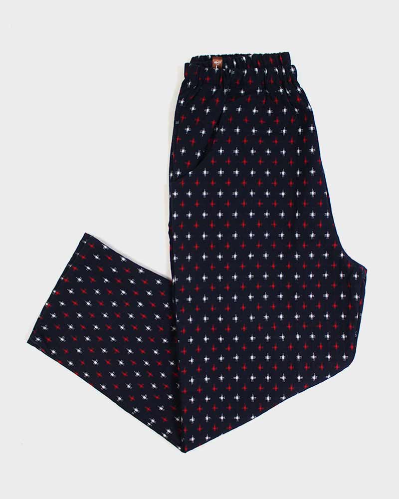 ToK Pants, Kasuri Indigo with Red and White Jyuji