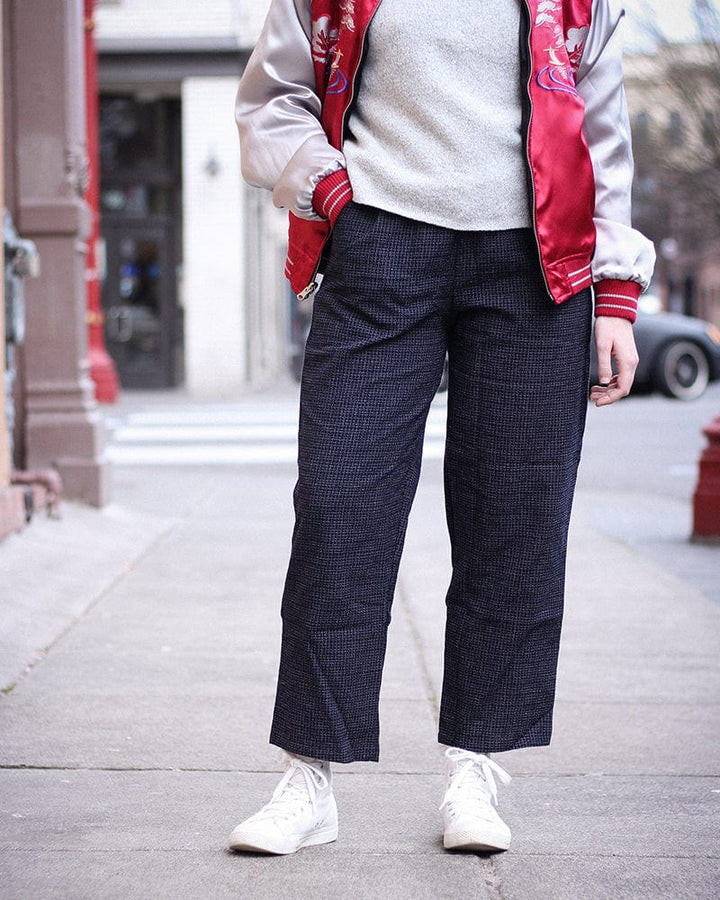 ToK Pants, Chijimi Indigo with Small Grid