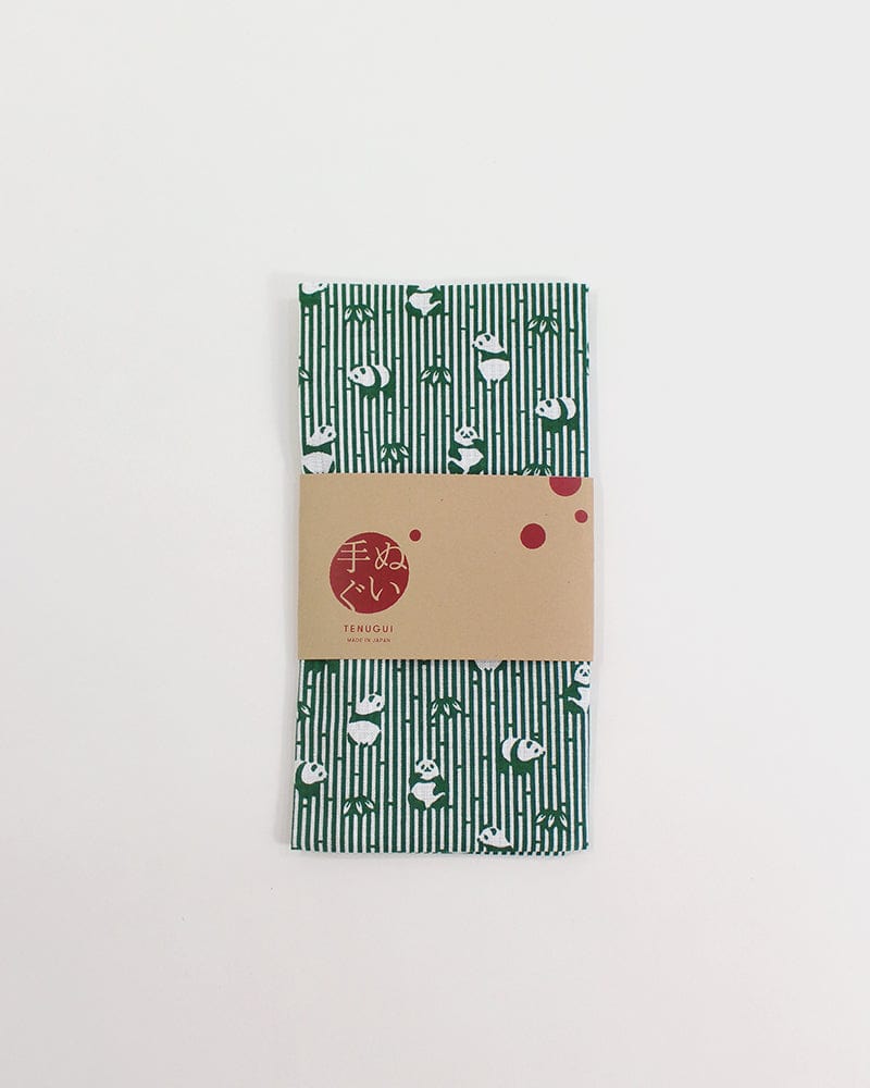 Tenugui, Classic, Komon, Green Bamboo and Panda