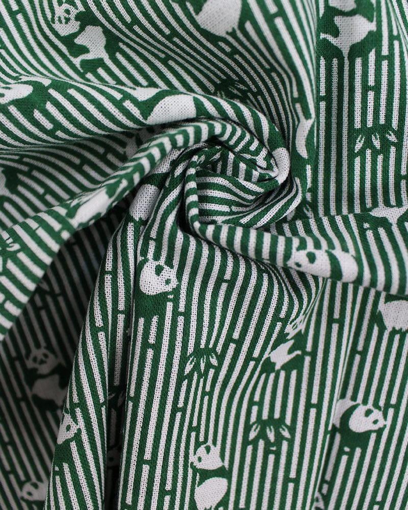 Tenugui, Classic, Komon, Green Bamboo and Panda