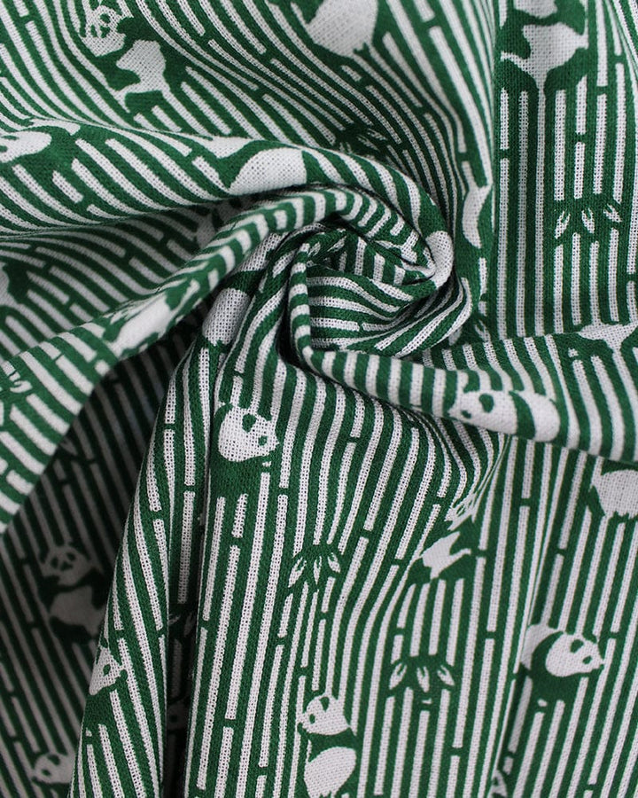 Tenugui, Classic, Komon, Green Bamboo and Panda