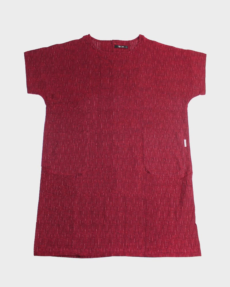 ToK Pocket Dress, Oversized, Red with Faded Shima