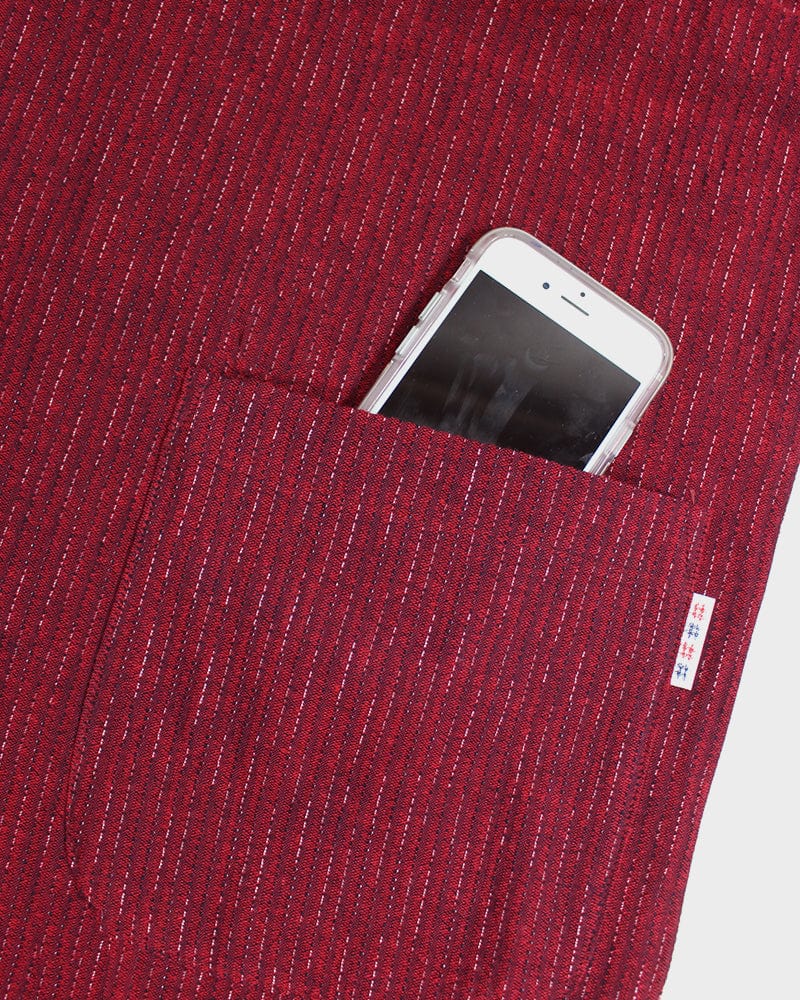 ToK Pocket Dress, Oversized, Red with Faded Shima