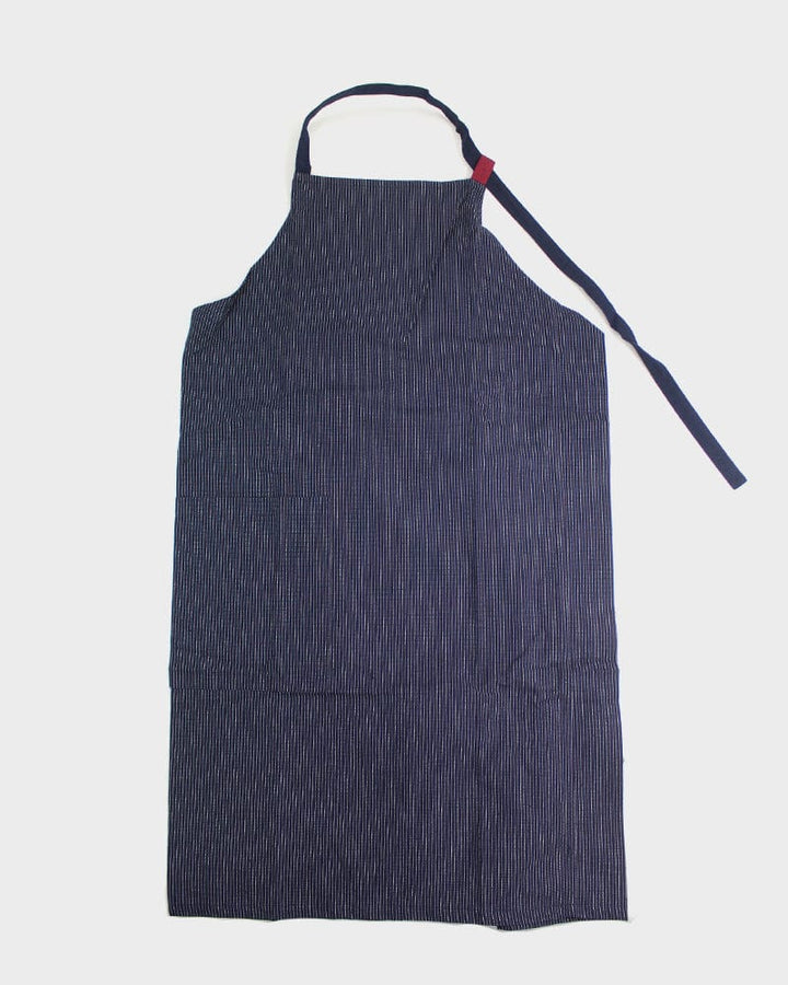 ToK Japanese Apron, Cafe Style, Indigo with Thin White Shima