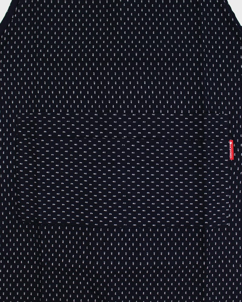 ToK Japanese Apron, Button Up Side, Indigo with White Dash