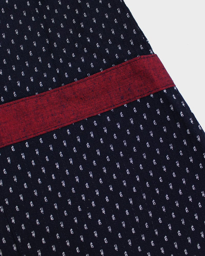 ToK Japanese Apron, Red Pockets, Indigo with White Dash