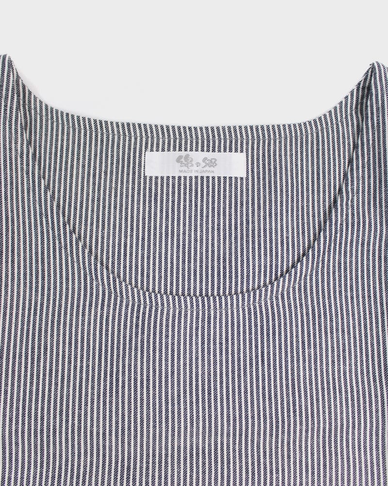 ToK Japanese Apron, Button Up Side, Grey and White Shima