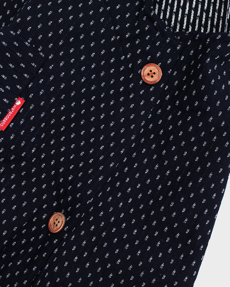ToK Japanese Apron, Button Up Side, Indigo with White Dash