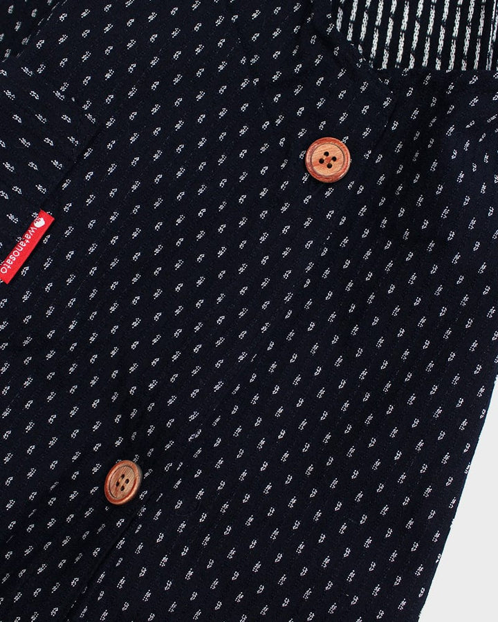 ToK Japanese Apron, Button Up Side, Indigo with White Dash