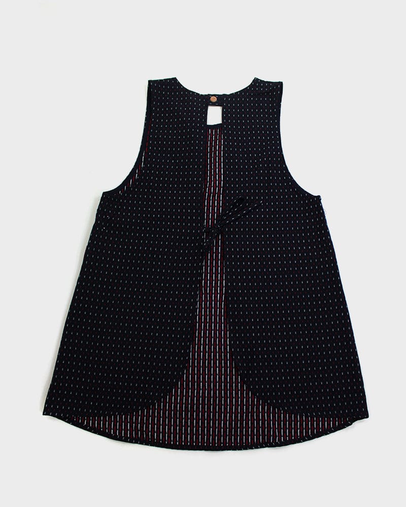 ToK Japanese Apron, Red Pockets, Indigo with Red and White Dash