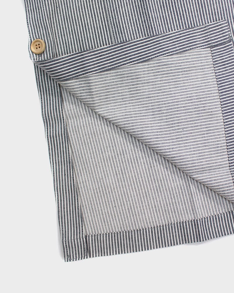 ToK Japanese Apron, Button Up Side, Grey and White Shima