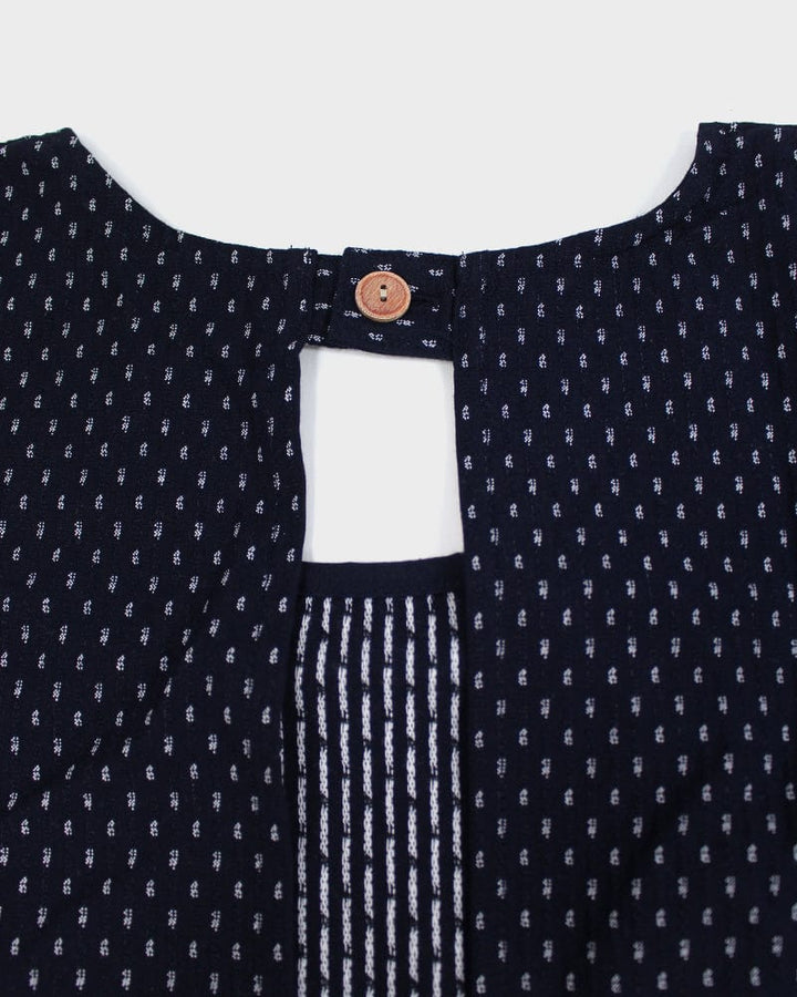 ToK Japanese Apron, Red Pockets, Indigo with White Dash