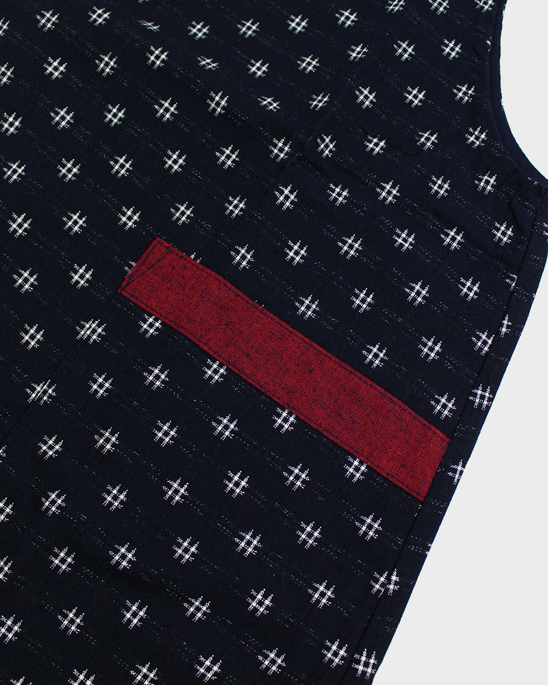 ToK Japanese Apron, Red Pockets, Indigo with White Igeta