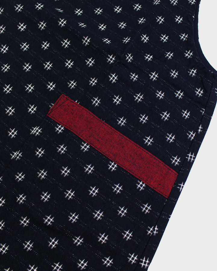 ToK Japanese Apron, Red Pockets, Indigo with White Igeta
