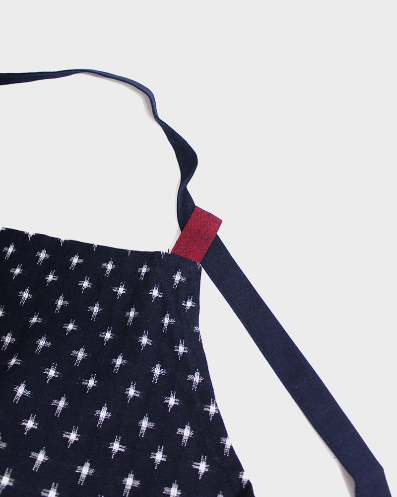 ToK Japanese Apron, Cafe Style, Indigo with White Jyuji