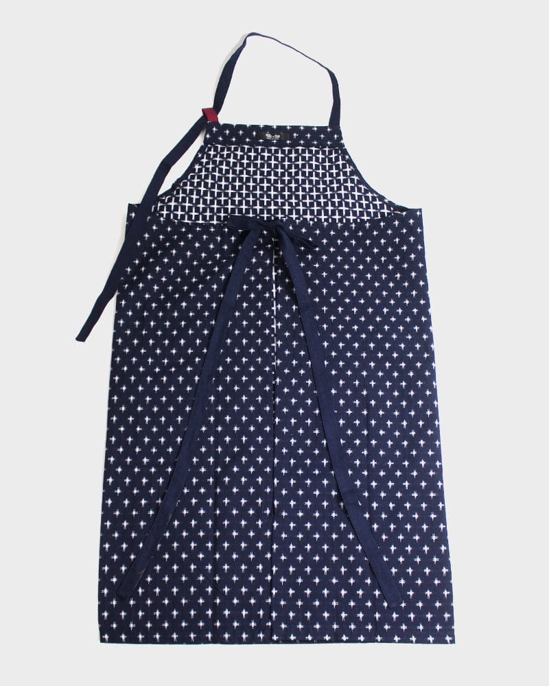 ToK Japanese Apron, Cafe Style, Indigo with White Jyuji