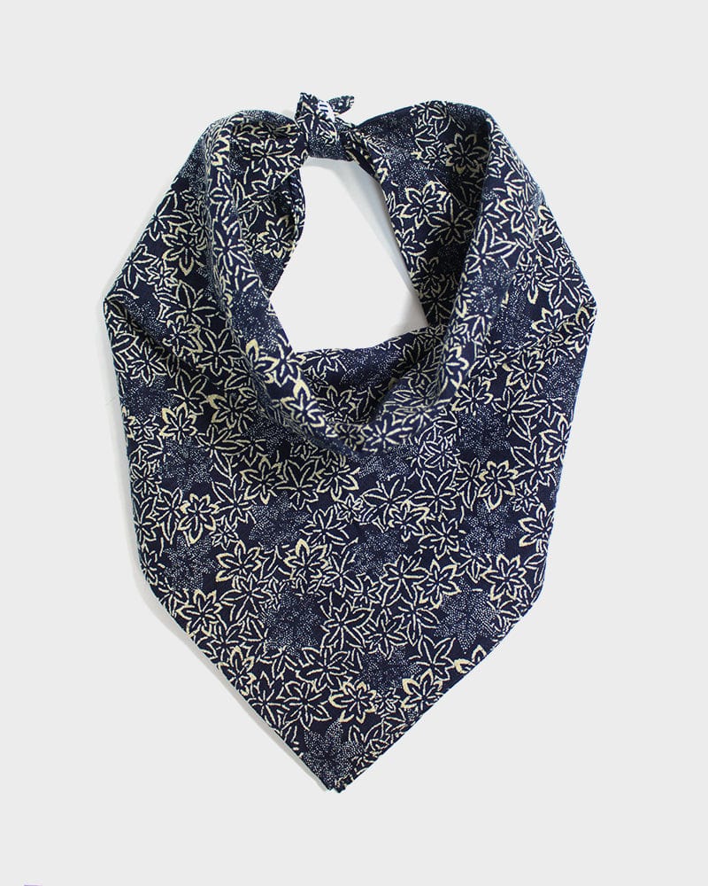 Kiriko Original Bandana, Classic, Navy and Beige Momiji