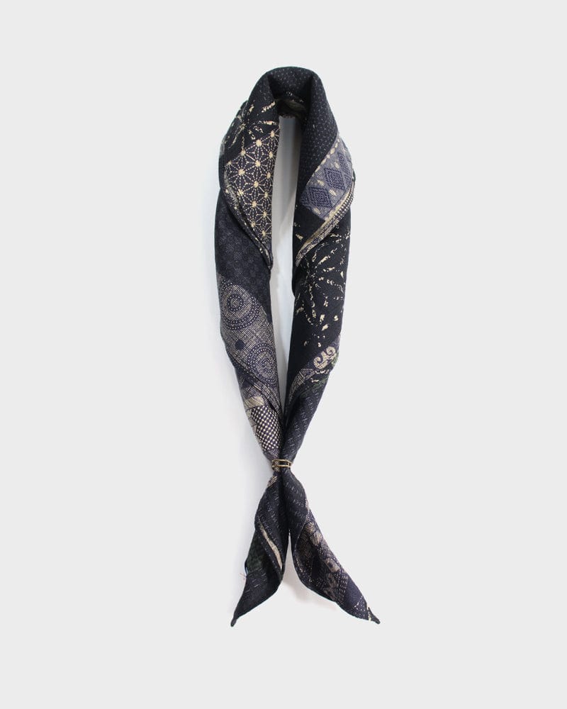Kiriko Original Bandana, Classic, Dark Indigo and Green Patchwork Style