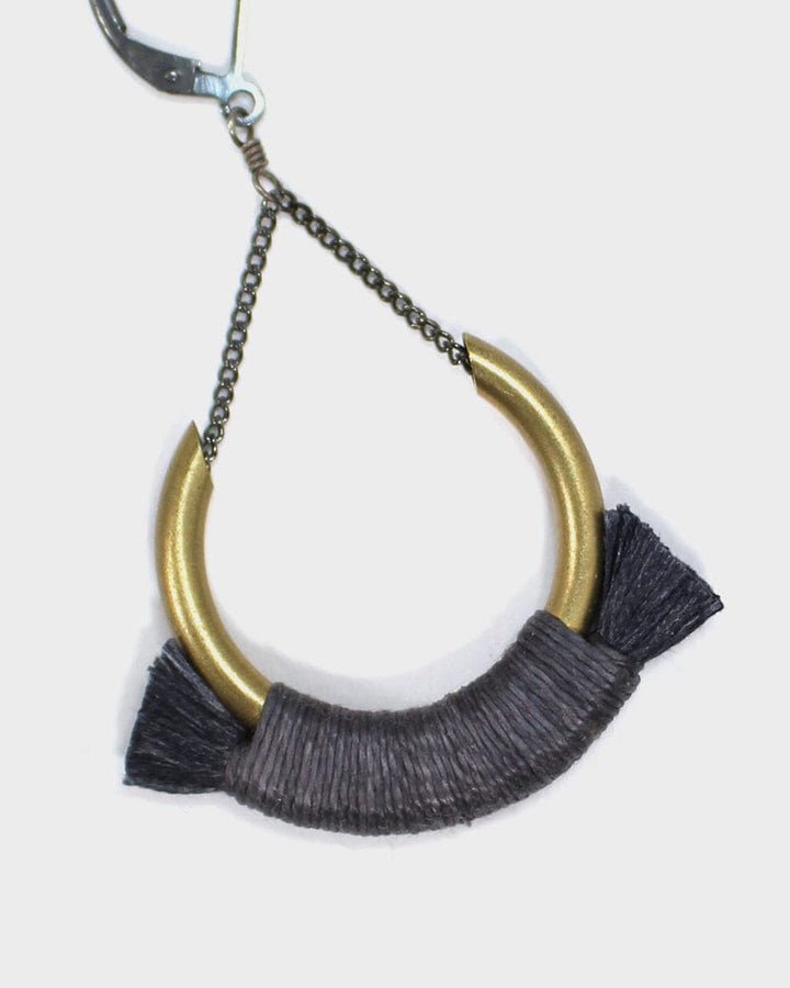 Boet, Small Crest Earrings, Charcoal Blue