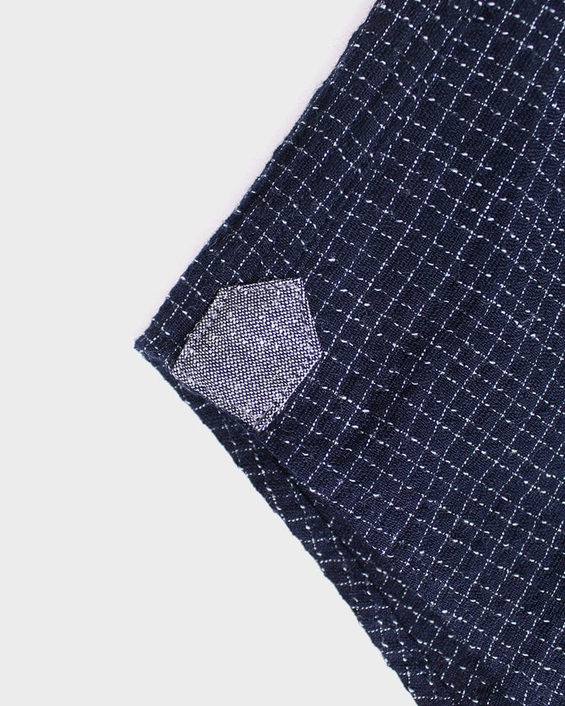 ToK Shirt, Long Sleeve Button-Up, Chijimi, Indigo with Small Grid