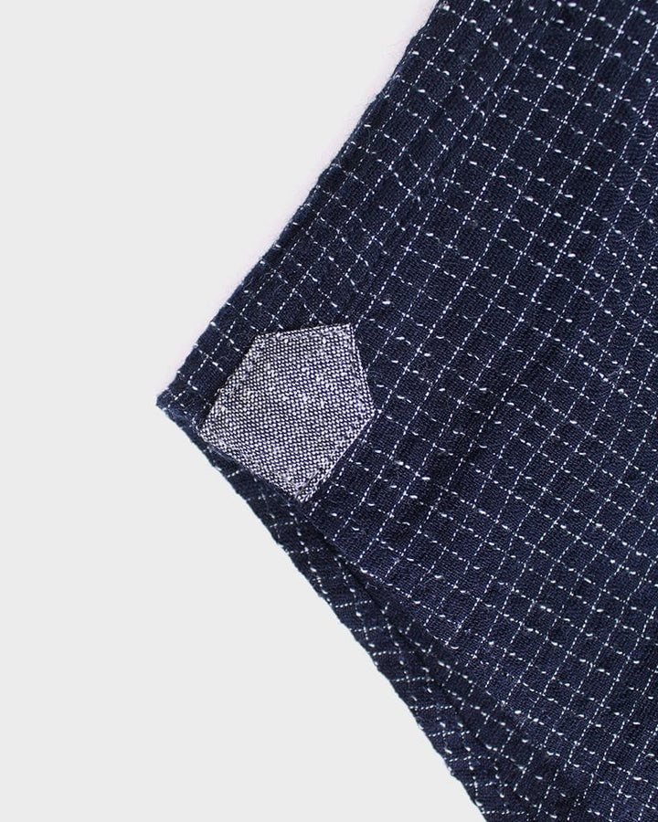 ToK Shirt, Long Sleeve Button-Up, Chijimi, Indigo with Small Grid