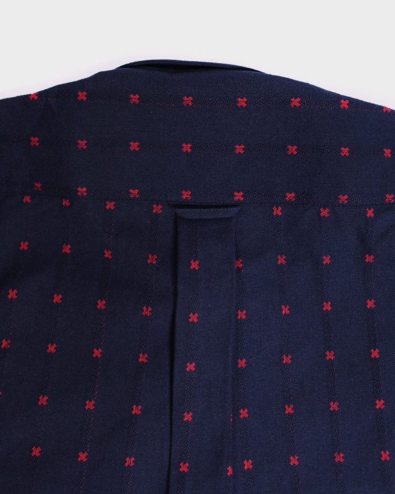ToK Shirt, Long Sleeve Button-Up, Indigo with Red &