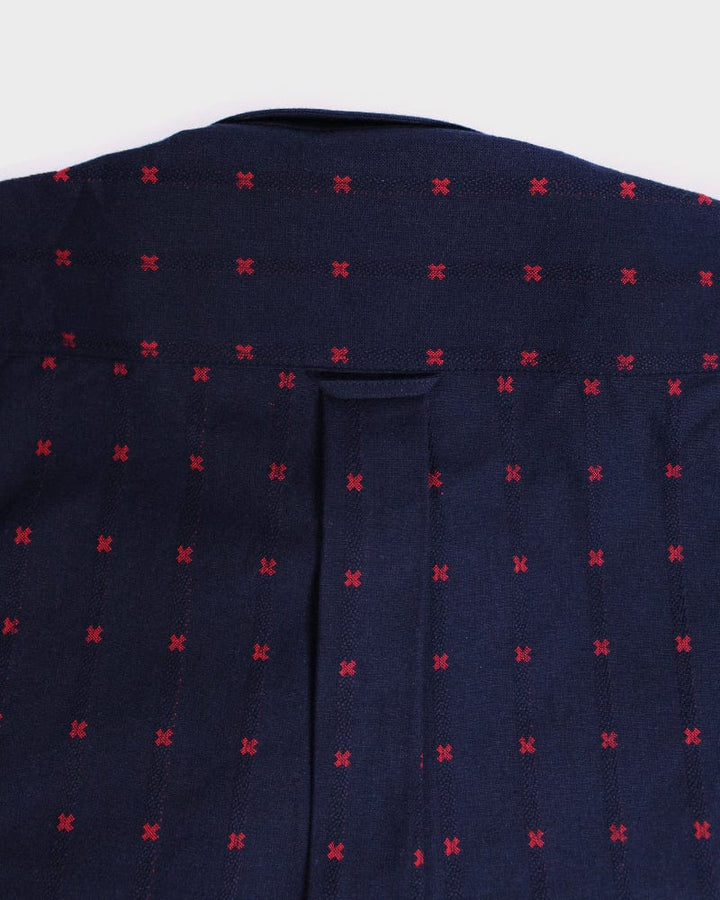 ToK Shirt, Long Sleeve Button-Up, Indigo with Red &