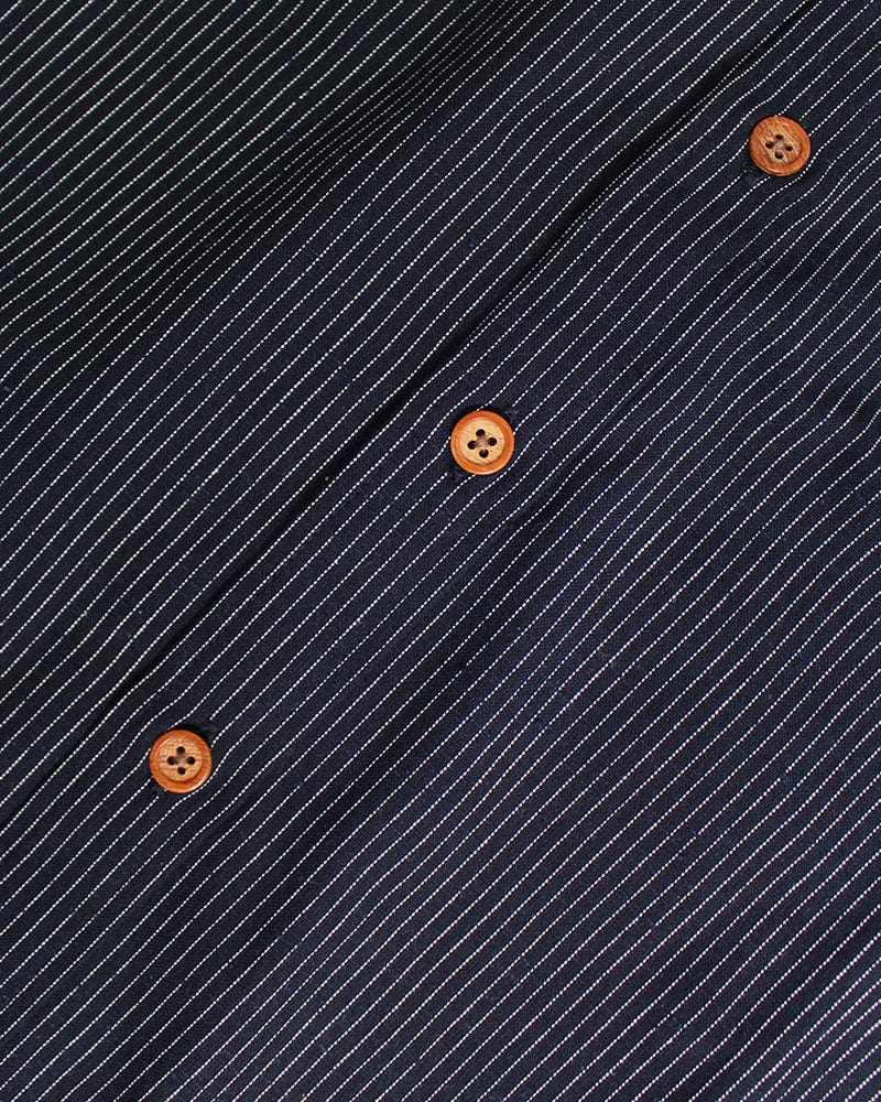 ToK Shirt, Long Sleeve Button-Up, Indigo with Thin White Shima
