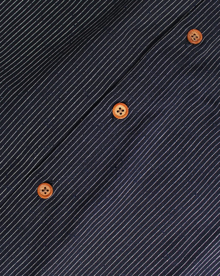 ToK Shirt, Long Sleeve Button-Up, Indigo with Thin White Shima