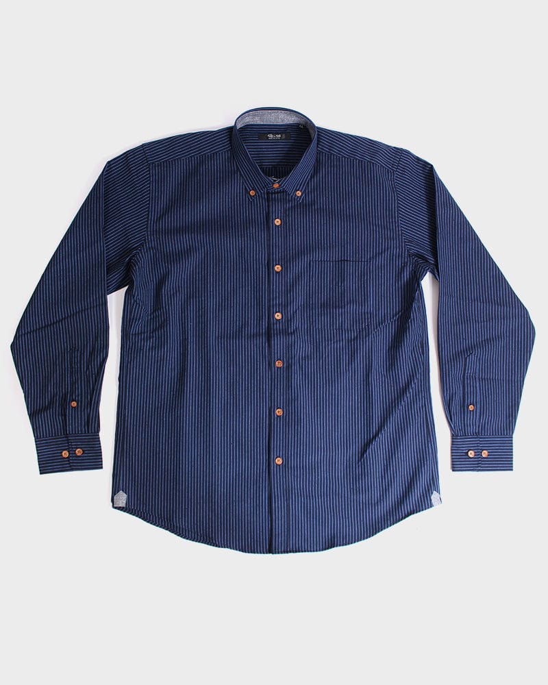 ToK Shirt, Long Sleeve Button-Up, Indigo with Blue Shima